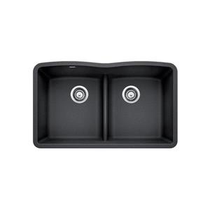 BLANCO Diamond Low Divide Kitchen Sink - Black