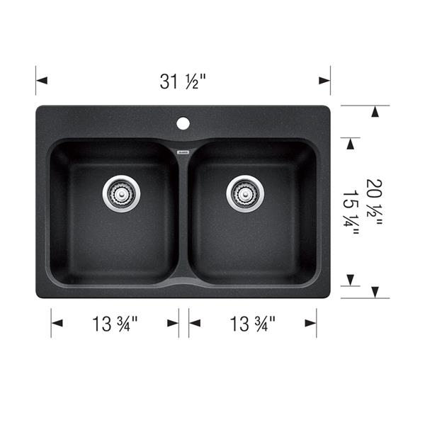BLANCO Vision Drop-In Kitchen Sink - Biscuit