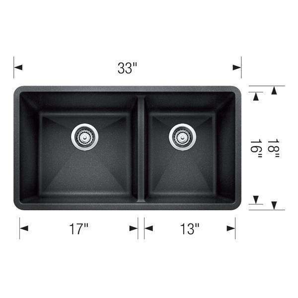 BLANCO Precis Double Bowl Undermount Sink - Biscuit
