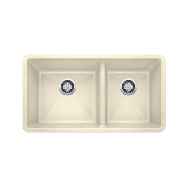 BLANCO Precis Double Bowl Undermount Sink - Biscuit