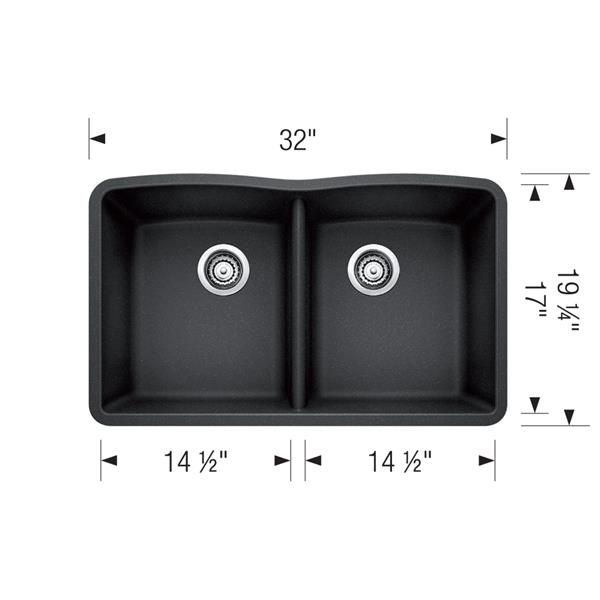 BLANCO Diamond Undermount Sink - Grey - 32.25-in