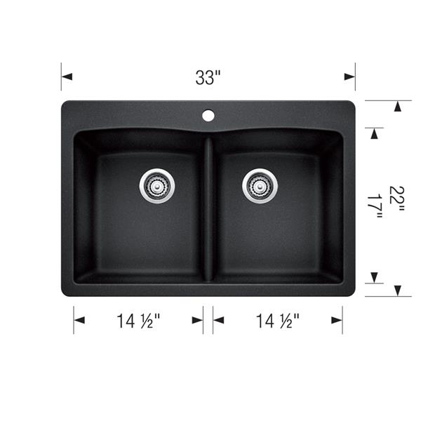 BLANCO Diamond Drop-In Sink - Grey - 32.25-in