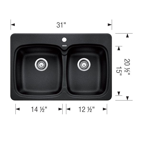 BLANCO Vienna Drop-In Kitchen Sink, Cinder