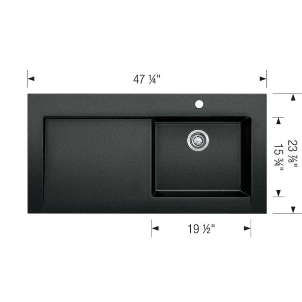 BLANCO Modex Drop-In Raised Ledge Sink, Cinder 401442 | RONA