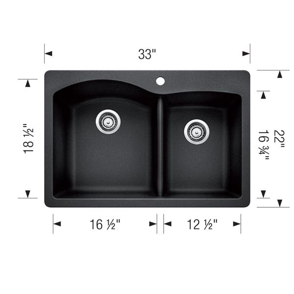 BLANCO Diamond Double Bowl Drop-In Sink,Truffle