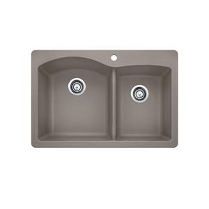 BLANCO Diamond Double Bowl Drop-In Sink,Truffle