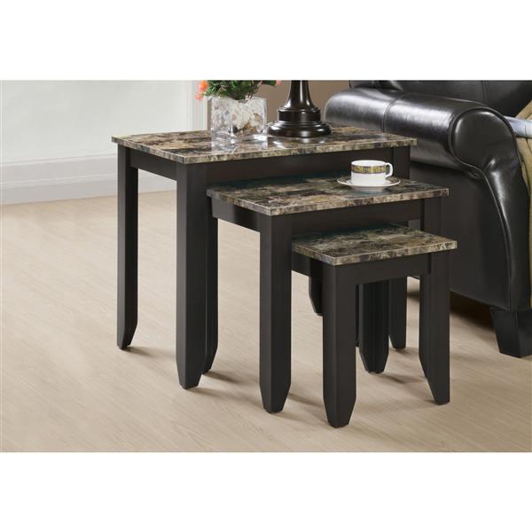 Monarch Accent Tables - 11.5-in - Composite - Cappuccino - 3 pcs