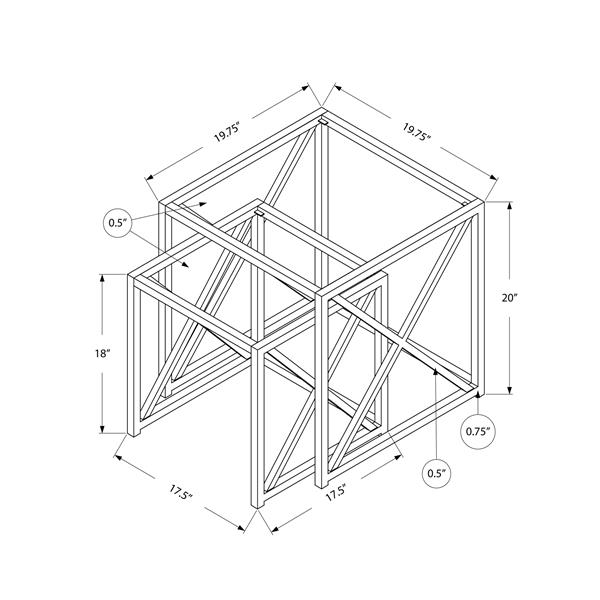 Monarch Accent Tables - 19.75-in x 20-in - Glass - Chrome - 2 pcs