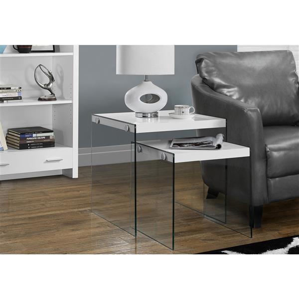 Monarch Accent Tables - 19.75-in x 19.75-in - Composite - White - 2 pcs