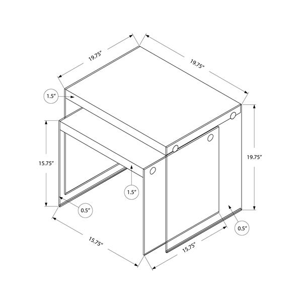 Monarch Accent Tables - 19.75-in x 19.75-in - Composite - White - 2 pcs