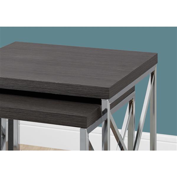 Monarch Accent Tables - 19.75-in x 21.25-in - Composite - Gray - 2 pcs