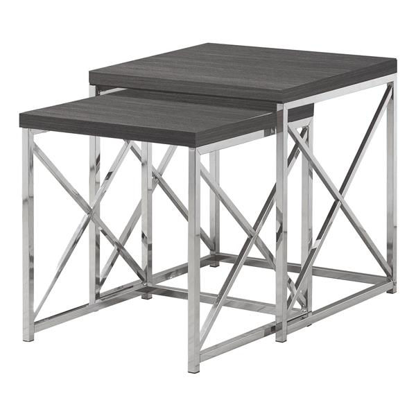 Monarch Accent Tables - 19.75-in x 21.25-in - Composite - Gray - 2 pcs