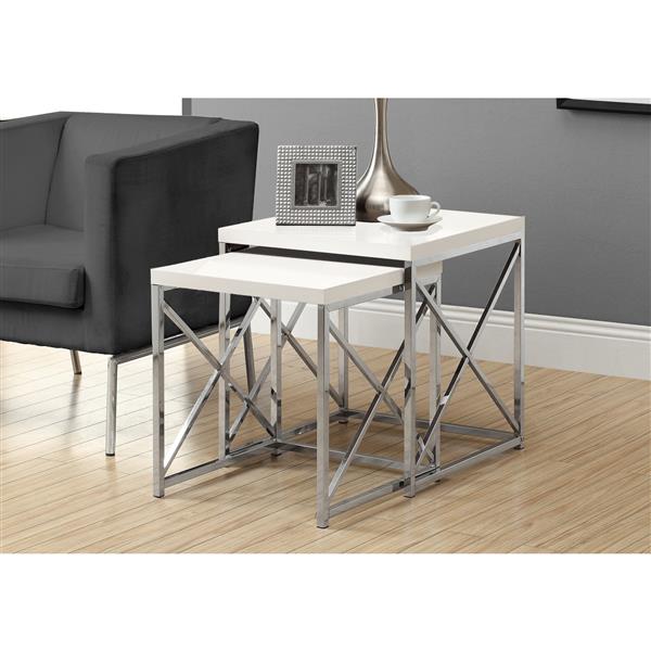 Monarch Accent Tables - 19.75-in x 21.25-in - Composite - White - 2 pcs