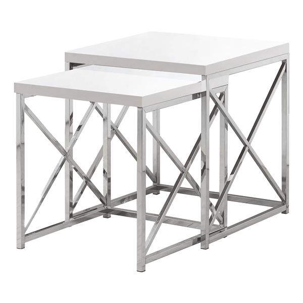 Monarch Accent Tables - 19.75-in x 21.25-in - Composite - White - 2 pcs