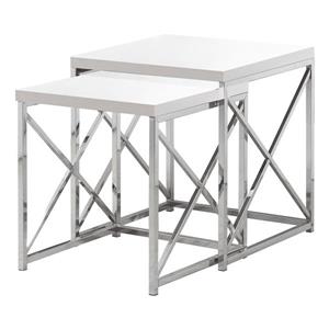 Tables d'appoint, 19,75 po x 21,25 po, composite, blanc, 2 mcx