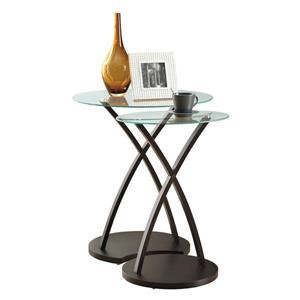 Tables d'appoint, 16,5" x 24", verre, cappuccino, 2 mcx