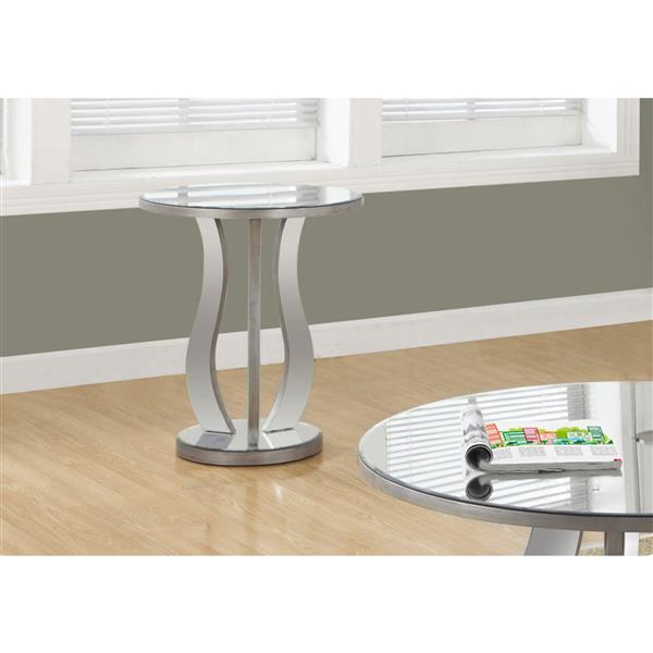 Monarch Accent Table - 20-in x 24-in - Glass - Silver