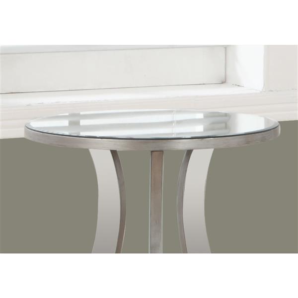 Monarch Accent Table - 20-in x 24-in - Glass - Silver