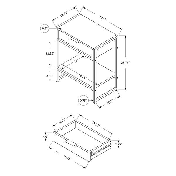 Monarch Accent Table - 12.75-in x 23.75-in - Composite - Cappuccino