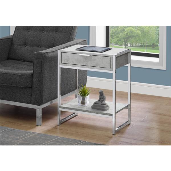 Table d'appoint, 12,75 po x 23,75 po, gris