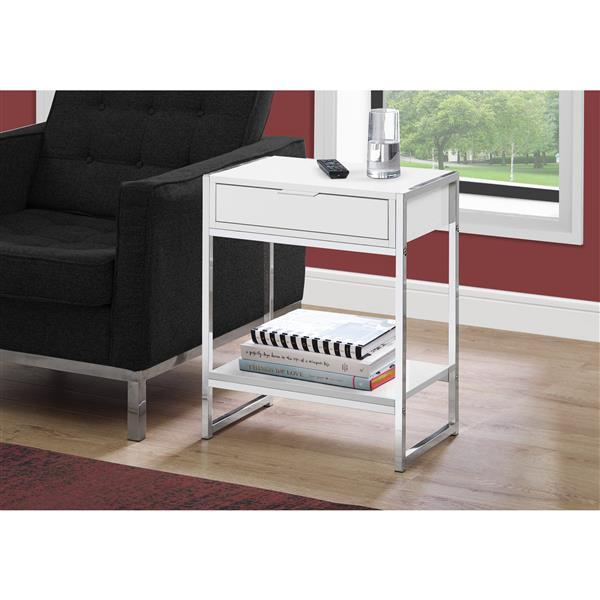 Monarch Accent Table - 12.75-in x 23.75-in - Composite - White