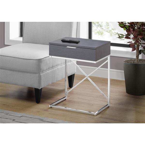 Table d'appoint, 12,75 po x 23,5 po, gris