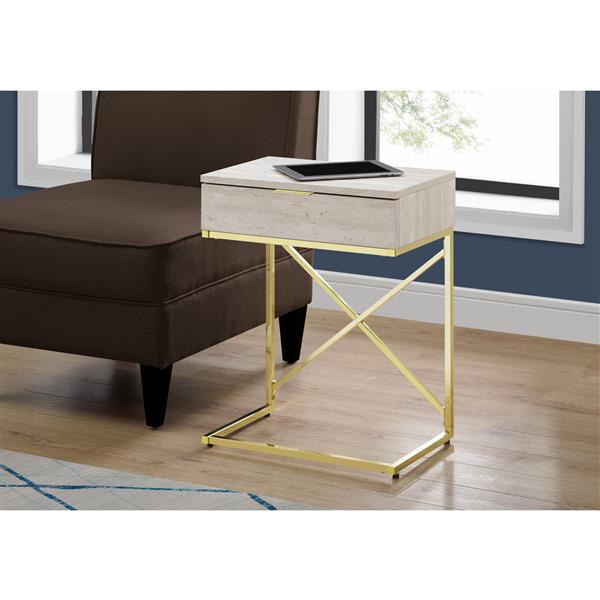 Monarch Accent Table - 12.75-in x 23.5-in - Composite - beige