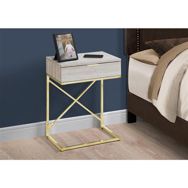 Monarch Accent Table - 12.75-in x 23.5-in - Composite - beige