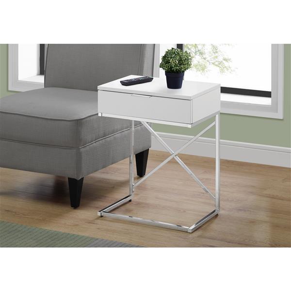 Table d'appoint, 12,75 po x 23,5 po, composite, blanc