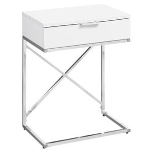 Table d'appoint, 12,75 po x 23,5 po, composite, blanc