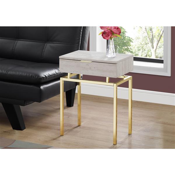 Table d'appoint, 12,75 po x 23,25 po, composite, beige