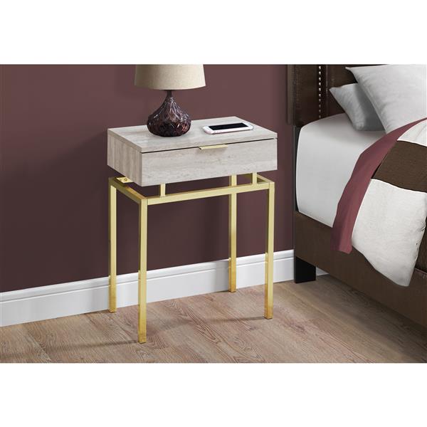 Table d'appoint, 12,75 po x 23,25 po, composite, beige