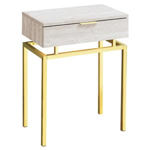 Table d'appoint, 12,75 po x 23,25 po, composite, beige