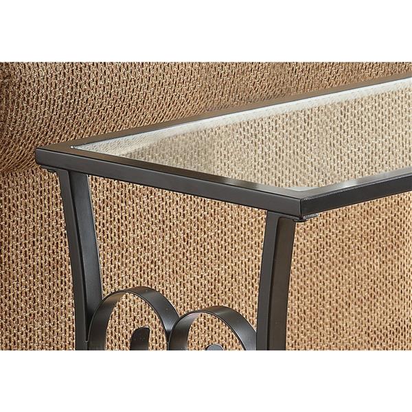 Table d'appoint, 11,5 po x 21,75 po, verre, noir