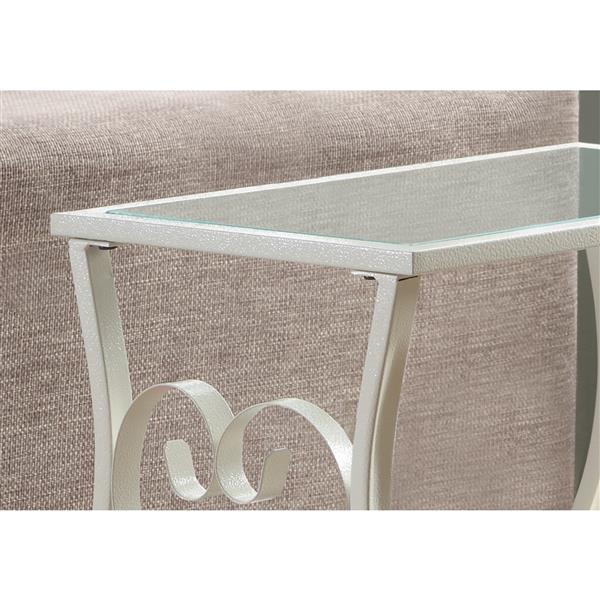 Monarch Accent Table - 11.5-in x 21.75-in - Glass - White