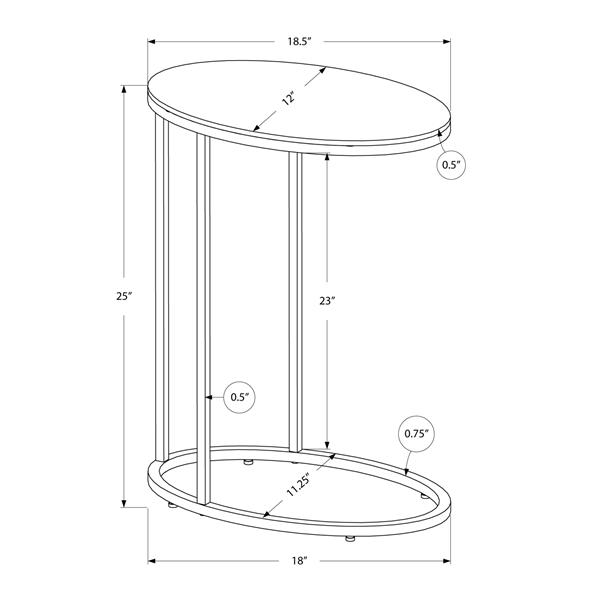 Monarch Accent Table - 18.5-in x 25-in - Composite - White