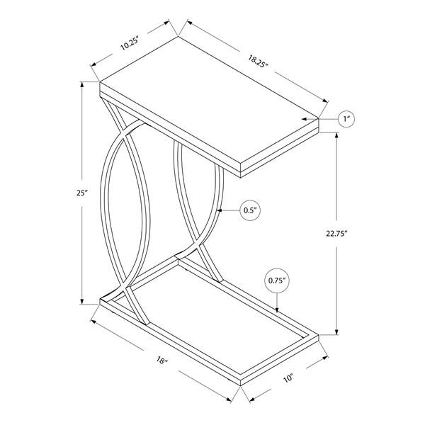 Table d'appoint, 18,25 po, composite, gris