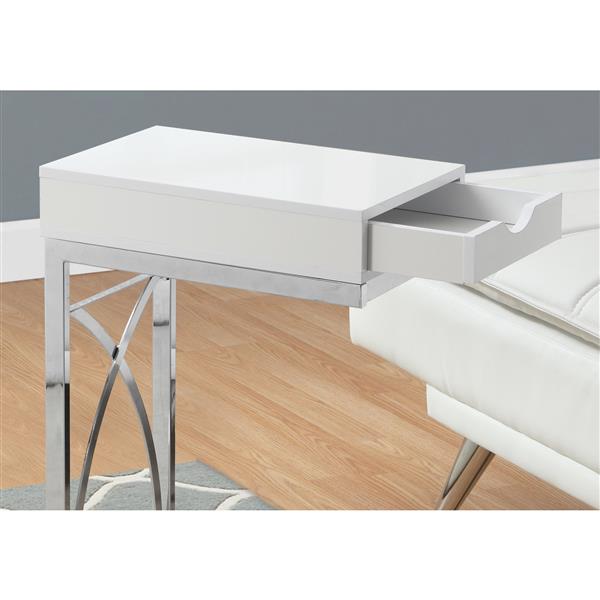 Table d'appoint, 15,75 po x 24,5 po, composite, blanc