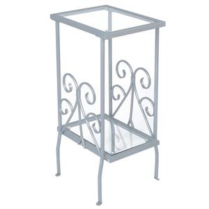 Table d'appoint, 12 po x 30 po, verre, argent