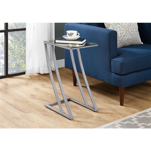 Monarch Accent Table - 15.75-in x 24-in - Glass - Silver