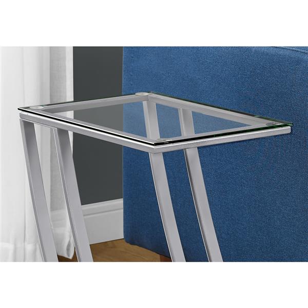 Monarch Accent Table - 15.75-in x 24-in - Glass - Silver