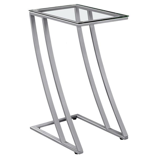 Monarch Accent Table - 15.75-in x 24-in - Glass - Silver