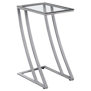 Table d'appoint, 15,75 po x 24 po, verre, argent