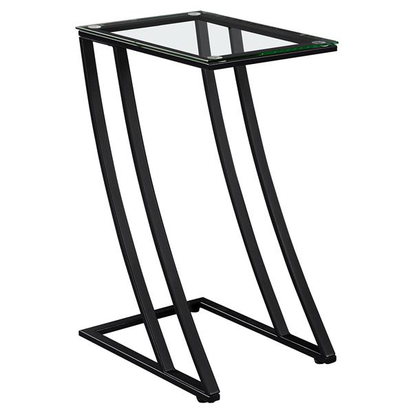 Table d'appoint, 15,75 po x 24 po, verre, noir