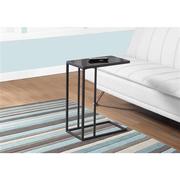 Monarch Accent Table - 18.25-in x 24-in - Glass - Black