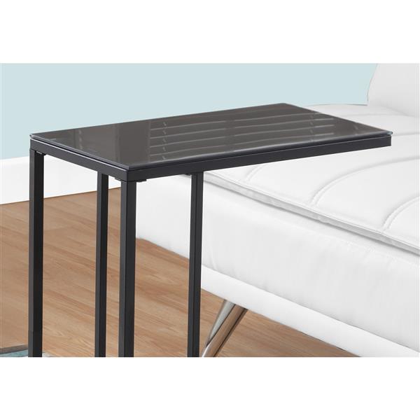 Monarch Accent Table - 18.25-in x 24-in - Glass - Black