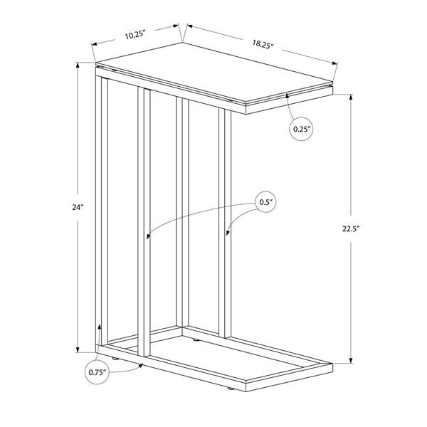 Monarch Accent Table - 18.25-in x 24-in - Glass - Black