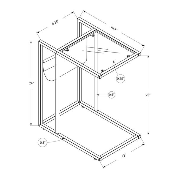 Monarch Accent Table - 19.5-in x 24-in - Glass - Chrome/White