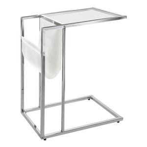 Monarch Accent Table - 19.5-in x 24-in - Glass - Chrome/White