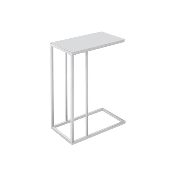 Table d'appoint, 18,25 po x 24 po, verre, blanc